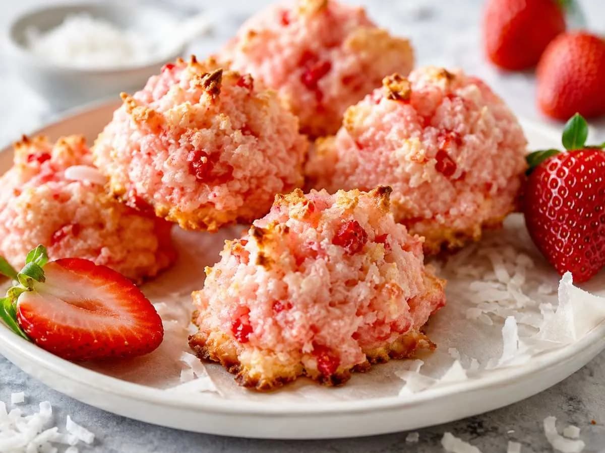 Strawberry Coconut Macaroons