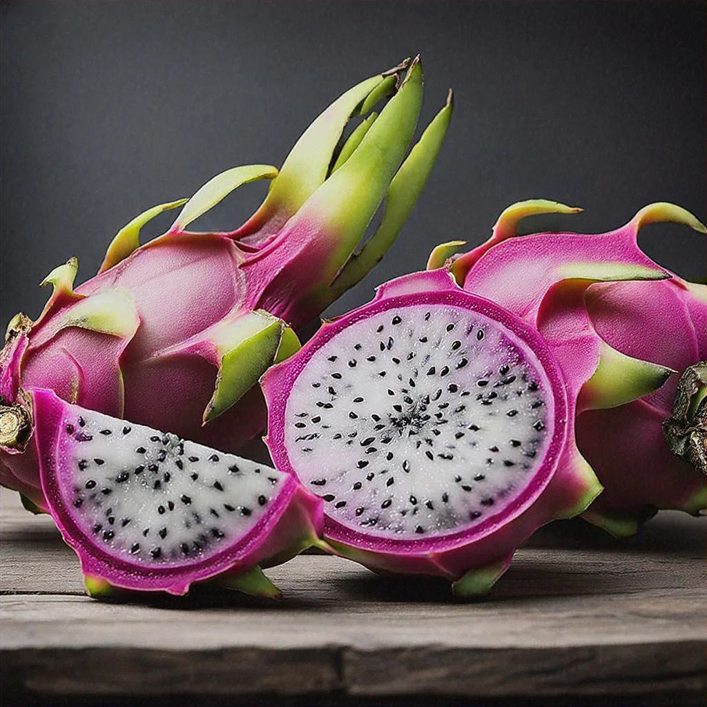 Nutrition label graphic for blue dragon fruit per 100g serving